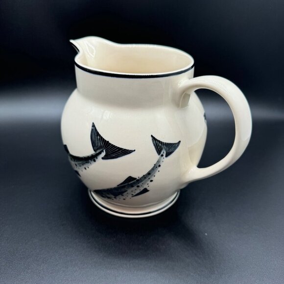Unique handpainted Emma Bridgewater Black Salmon Jug pitcher rare hard to find - Picture 6 of 13